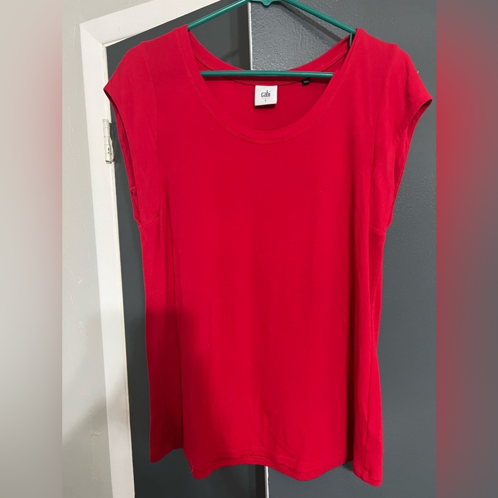 The brand is Cabi, the size is small, is the color is red.